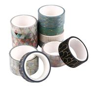 WOONEKY 10 rouleaux Ruban Washi Décoratif Motifs Géométriques Ruban Adhésif Masking Tape DIY Scrapbooking et Bricolage
