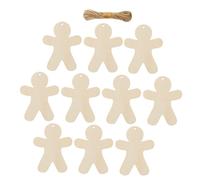 WOONEKY 2 Ensembles Lot de Ornements Bois Forme Bonhomme Épices avec Ficelle Décoration Suspendue Sapin Noël DIY Party Props