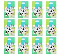 WOONEKY 24 Paquet à Friandises Thème Football pour Fête D'anniversaire Garçon et Filles, en Papier Vert Poignée Confortable, pour Présents et Snacks