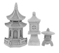WOONEKY 3pièces Pagode Miniature Décor de Jardin Réaliste pour Balcon Bonsaï et Micro Paysage Ornements pour Plantes Succulentes et Décoration Extérieure Compacte
