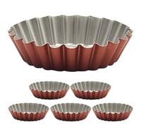 WOONEKY 6 Pièces Moule à Tartelettes Fleur, Acier au Carbone | Surface Lisse, Utilisation Simple, pour Desserts et Cupcakes, Adapté Boutique, Boulangerie, Marron