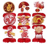 WOONEKY 9 Pièces Boule Alvéolée Unique en Papier Rouge | Créations en Papier, Décor Festif pour Célébration du Nouvel An, Style Créatif, Ne Se Décolore Pas