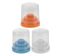 WOONEKY Boîte de Rangement Porte-embouts à Ongles Ronde 48 Trous en Plastique Blanc Bleu Orange - Organisateur Compact pour Embouts de Ponceuse Manucure - Étui Portable pour Outils