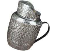 WOONEKY Carafe en Métal Aluminium-Étain 1.5L avec Protection Thermique pour Vin et Eau Usage en Café et Restaurant Argenté Poignée Ergonomique