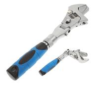 WOONEKY Clé à Molette à Cliquet Rotatif Pliable, Longueur Variable | Acier Chrome-molybdène et PP, Prise D’une Main, pour Espaces Étroits, Plomberie et Vélo