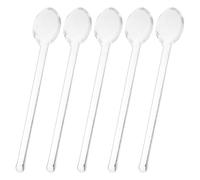 WOONEKY Cuillères Ménagères Rondes en Verre 5pcs 13cm Cuillères à Dessert pour Thé et Cocktails, Faciles à Nettoyer