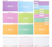 WOONEKY Fiches de Séparation pour Boîte à Recettes 25 Pièces 10x15cm, Cartes de Recettes Cuisine Confortables Coins Arrondis, Multi-usages à Domicile Couleur