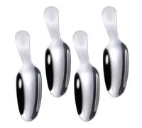 WOONEKY Lot de 4 Cuillères à Glace en Acier Inoxydable Argenté Forme Spéciale, pour Fête, Dessert et Thé en Vrac à Domicile Bureau