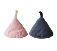 WOONEKY Manique en Coton Couleur Aléatoire 2 Pièces Triangle Résistante Chaleur Design Suspendu Protection Thermique Cuisine et Micro-Ondes pour Poignées de Casserole