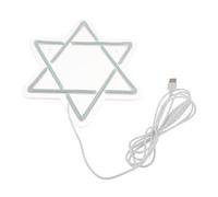 WOONEKY néon étoile à six branches décoration intérieure étoile de David art symbole signe LED de Hanoukka judaïsme White
