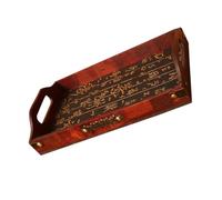 WOONEKY Plateau Rectangulaire de Style Rétro Chinois en Bois Marron Pratique pour Rangement et Facile à Déplacer, pour Présentation de Fruits ou Snacks Secs