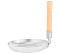 WOONEKY Poêle à Œufs Japonaise Argenté Légère en Acier Inoxydable Manche en Bois, Facile à Utiliser Design Vertical Innovant Cuisine Maison et Professionnelle