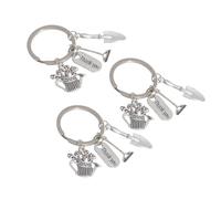 WOONEKY Porte-clés créatifs en métal 3 pcs avec bouilloire et outils de jardin pour sachets cadeaux et décorations de fête