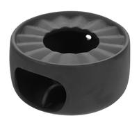 WOONEKY Porte-théière en Céramique Noir Support Chauffe-théière et Porte-Bougie pour Chauffage et Maintien Chaleur, Style Rétro Élégant pour Amateurs de Thé et Cafés