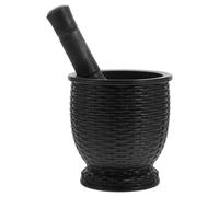 WOONEKY Presse-ail à pilon ergonomique en plastique noir avec surface lisse pour écraser ail dans ustensiles cuisine