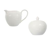 WOONEKY Sucrier Ensemble Facile à Nettoyer et Design Élégant et Pratique Pot de Lait Blanc en Céramique 2 Pièces Service du Café Maison