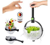 WoonFux® Essoreuse à salade avec poignée pliante pratique - Spinner à salade avec une utilisation minimale de la force par pression - Essoreuse à salade pliable pour votre confort de cuisine (blanc)