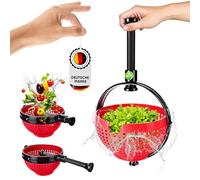 WoonFux® Essoreuse à salade avec poignée pliante pratique - Spinner à salade avec une utilisation minimale de la force par pression - Essoreuse à salade pliable pour votre confort de cuisine (rouge)