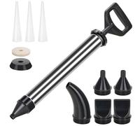 Woonyee Pistolet Silicone, Pistolet à Cartouche, Pistolet Mastic, Acier Inoxydable, 5 Buses, Élargies, Plus Épaisses, Forte Aspiration, Bonne Étanchéité (68 x 6cm)