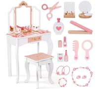 WOOPIE GREEN Coiffeuse en bois avec miroir et accessoires
