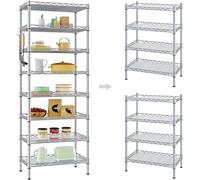 Wooruy Étagère de rangement en métal réglable en hauteur, noire, étagère de cuisine avec 8 étagères, facile à assembler, étagère multi-usages, robuste et solide, charge jusqu'à 400 kg, pour cuisine,