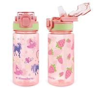wooshwa Gourde Enfant avec Paille 480ml Anti Fuite sans BPA, Verrouillage Sécurisé, 2 Pièces Bouteille d'eau pour Fille Garçon Enfants L'école Sport Voyage - Licorne & Fraise