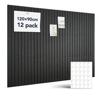 Woovio 120x90cm Grand Panneau Feutre Auto-Adhésif 12 Pièces Panneau Feutré, avec 60 Pads Adhésifs Doubles, Tableau Décoratif Memo Boards Bulletin Board pour Bureau Cuisine Chambre Enfant(Noir)