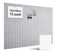 Woovio 120x90cm Grand Panneau Feutre Auto-Adhésif 12 Pièces Panneau Feutré, avec 60 Pads Adhésifs Doubles, Tableau Décoratif Memo Boards Bulletin Board pour Bureau Cuisine Chambre Enfant(Gris argenté)