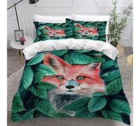 Woowin Housse De Couette 140x200 Fille Garcon 3D Renard Parure de Lit 1 Personne Animaux Sauvages Douce Microfibre Literie 3 pièces avec Fermeture Éclair et 2 Taies d'oreiller 50x75cm