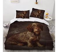 Woowin Housse De Couette 200x200 3D Motif Teckel à Poil Dur Parure De Lit 2 Personnes Animal De Compagnie Housse De Couette en Microfibre Et 2 Taies d'oreiller 50x75,pour Ado Fille Garçon 3 pièces