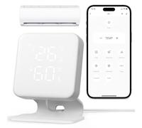 WOOX Contrôleur Intelligent sans Fil pour Climatiseur, Thermostat domotique WiFi, Thermomètre et Hygromètre intégrés, IR Télécommande avec APP, Installation Facile, Compatible avec Alexa & Google