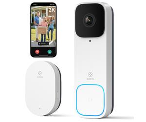 Woox Tuya Smart Life R4331 Sonnette vidéo sans fil, avec batterie rechargeable, détection d’humains/colis, vision nocturne, audio bidirectionnel et compatibilité Alexa