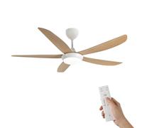 Woox Ventilateur de plafond avec lumière - 137 cm - Moderne - Couleur bois - LED à intensité variable - 3000 K - 6000 K - Avec télécommande - Réversible - 6 vitesses - Silencieux - Pour chambre à
