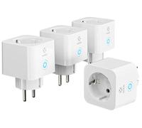 WOOX Woox R6113, lot de 4 - Prise intelligente - Minuterie et compteur d'énergie - Compatible Alexa et Google Assistant - Compteur de consommation - Accès à distance - Blanc
