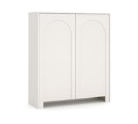 woplus Vento Buffet haut, 103,5 cm, beige cachemire, commode moderne, avec fraisage d'arc design, à 2 portes, avec système Push to Open, 119 x 104 x 35 cm