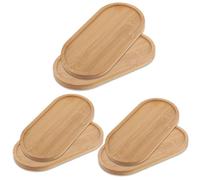 WOPPLXY 6 Pièces Petit Plateau Bois Ovale, 17,4 x 8,8 x 1 cm Petit Plateau Cafe, Plateaux de Service Bois en Bambou pour Café, Biscuit, Pain, Bijoux, Collations