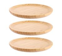 WOPPLXY Lot de 3 Plateau Bois Rond, 25 x 25 x 2 cm Plateau Bambou, Plateau de Service Rond pour Desserts, Fromages, Charcuterie