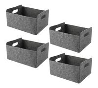 WOPPLXY Lot de 4 Panier Rangement, 30,5 x 24 x 15 cm Paniers et Boîtes de Rangement, Boite Rangement pour le Salon, la Chambre à Coucher, le Bureau (Gris)