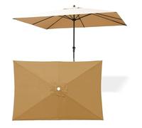 WORDFUN Auvent De Remplacement pour Parasol, 6 Baleines Toile De Rechange 2x3m, UV50+ Toile Rectangulaire De Remplacement, Imperméable, Housse De Rechange pour Parasol De Jardin(Khaki)