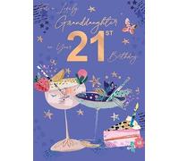 Words 'n' Wishes Carte d'anniversaire 21 ans pour petite-fille Motif cocktail Violet et doré