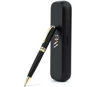 Wordsworth and Black Ballpoint Pen Set - Stylo de luxe époustouflant en bambou bois noir, finition or, rechargeable, meilleur stylo pour hommes & femmes, recharge d'encre
