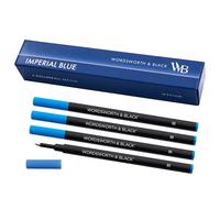 Wordsworth and Black Recharges de stylo roller [Bleu], Ensemble de 4, Recharges remplaçables - Pointe moyenne, Encre bleue à séchage rapide, Stylos roller de taille standard, Écriture fluide