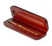 Wordsworth and Black Rollerball Pen - Stylo de luxe époustouflant en bambou bois de rose, finition or, rechargeable, meilleur cadeau pour hommes & femmes, recharge d'encre