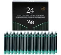 Wordsworth & Black Cartouches d'Encre Stylo Plume, 24 pièces, Vert | Compatible avec la Plupart des Stylos, Format Court, Flux Fluide, Séchage Rapide, Calligraphie, Vegan
