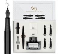 Wordsworth & Black Coffret stylo-plume de luxe, 6 plumes, Tout noir