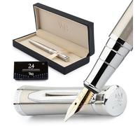 Wordsworth & Black Coffret stylo-plume de luxe, plume large, argent
