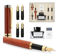 Wordsworth & Black Coffret Stylo Plume en Bambou Rose, 4 Plumes | Flacon d'Encre, Cartouches, Convertisseur de Rechange, Cadeau Unisexe, Écriture Fluide, Journaling, Lettering