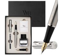 Wordsworth & Black Coffret stylo plume, plume moyenne et extra-fine, argent
