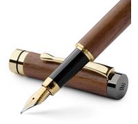 Wordsworth & Black Ensemble de stylo plume Bois de bambou - Plume moyenne, Coffret cadeau; Comprend 6 cartouches d'encre, Convertisseur de Recharge d'encre, Lisse l'écriture [Bois brun]