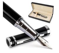 Wordsworth & Black Ensemble de stylo Plume, Extra Fine Plume, Comprend 6 cartouches d'encre et un convertisseur de recharge d'encre, Coffret cadeau, Journalisation, calligraphie, [Noir Chrome]